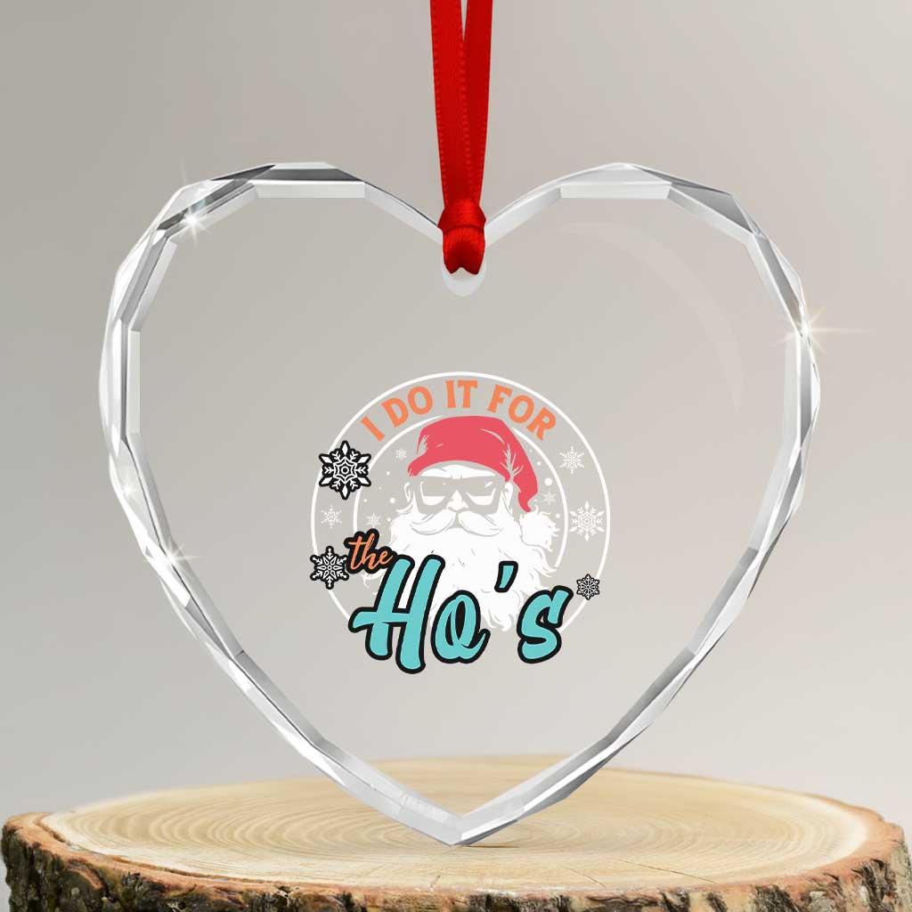 Santa Heart Crystal Glass Ornament I Do It For The Ho's - Wonder Print Shop