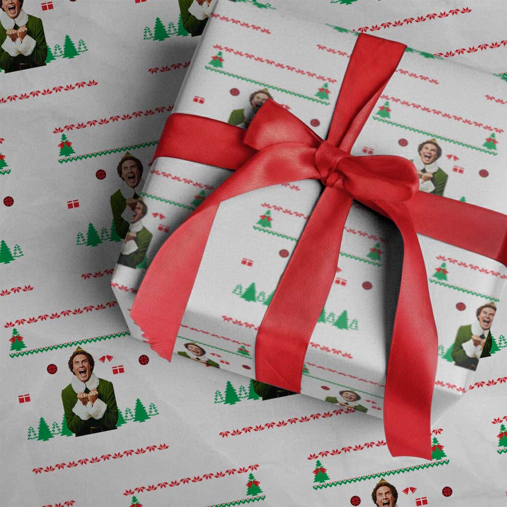 Santa I Know Him Wrapping Paper Roll Funny Elf Christmas - Wonder Print Shop