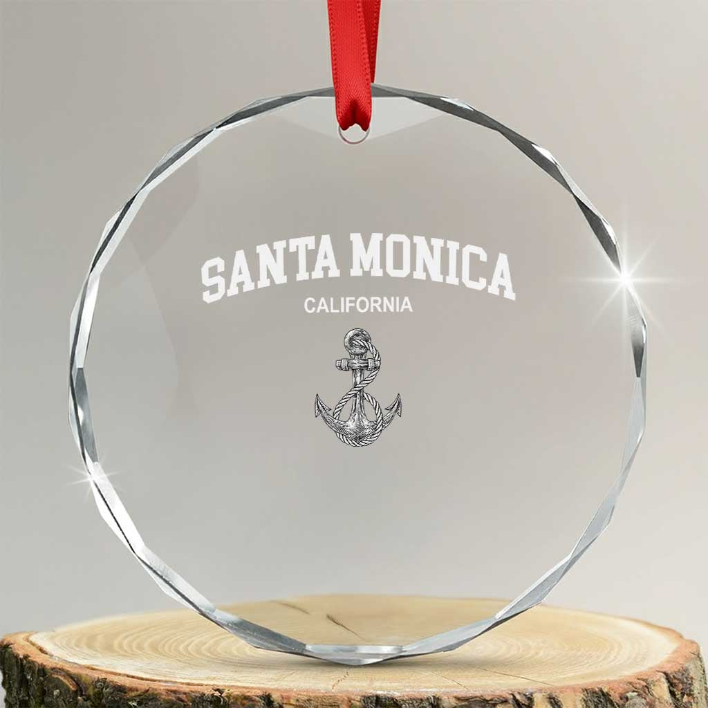 Santa Monica CA California Travel Souvenir Crystal Glass Ornament