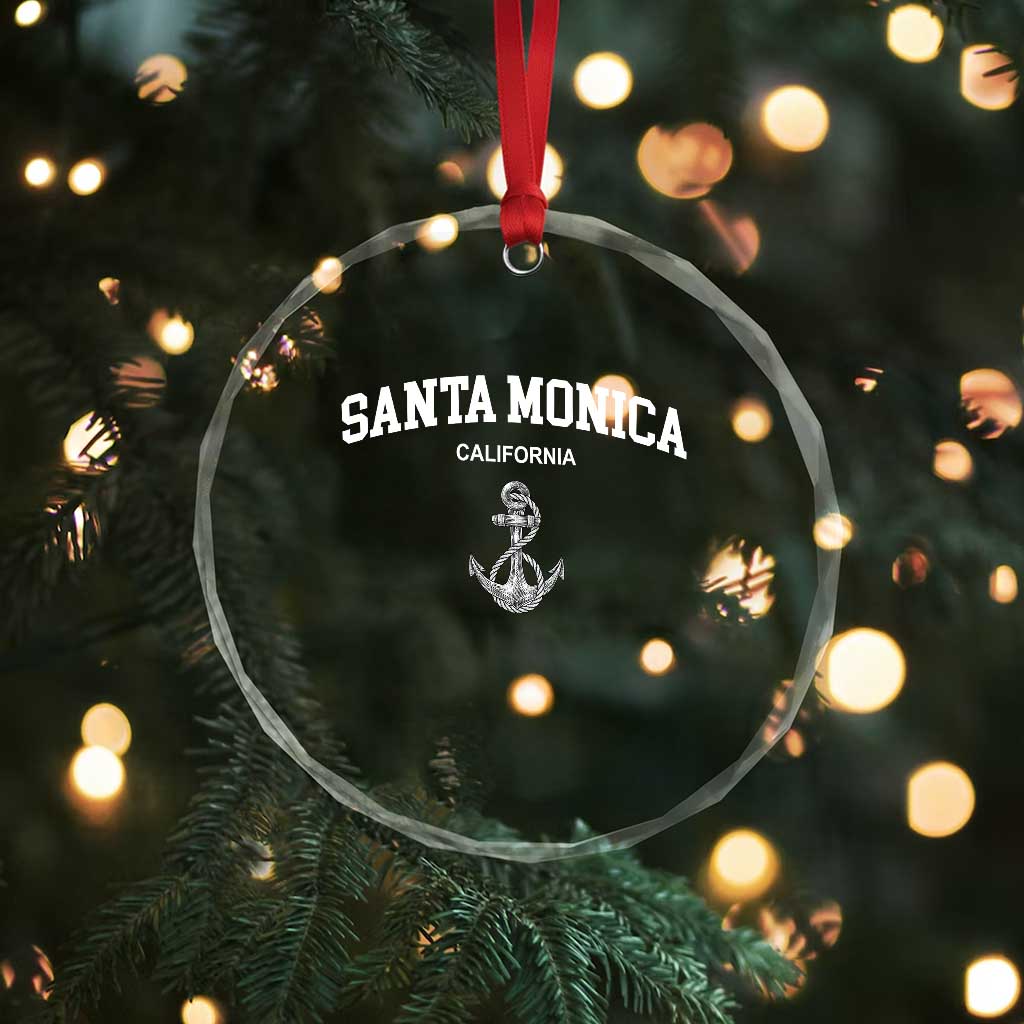 Santa Monica CA California Travel Souvenir Crystal Glass Ornament
