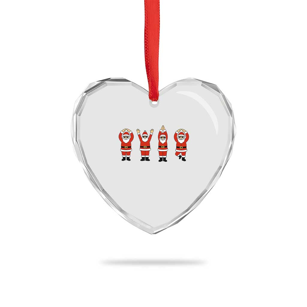 Santa O-H-I-O State Heart Crystal Glass Ornament Funny Santa Christmas Ohio Midwestern Party Team - Wonder Print Shop