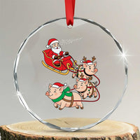 Santa Pig Sleigh Crew Crystal Glass Ornament Funny Christmas Pig Lover Gift - Wonder Print Shop