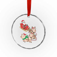 Santa Pig Sleigh Crew Crystal Glass Ornament Funny Christmas Pig Lover Gift - Wonder Print Shop