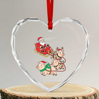 Santa Pig Sleigh Crew Heart Crystal Glass Ornament Funny Christmas Pig Lover Gift - Wonder Print Shop