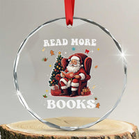 Santa Reading Lover Crystal Glass Ornament Read More Books TS02