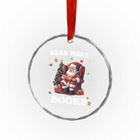 Santa Reading Lover Crystal Glass Ornament Read More Books TS02