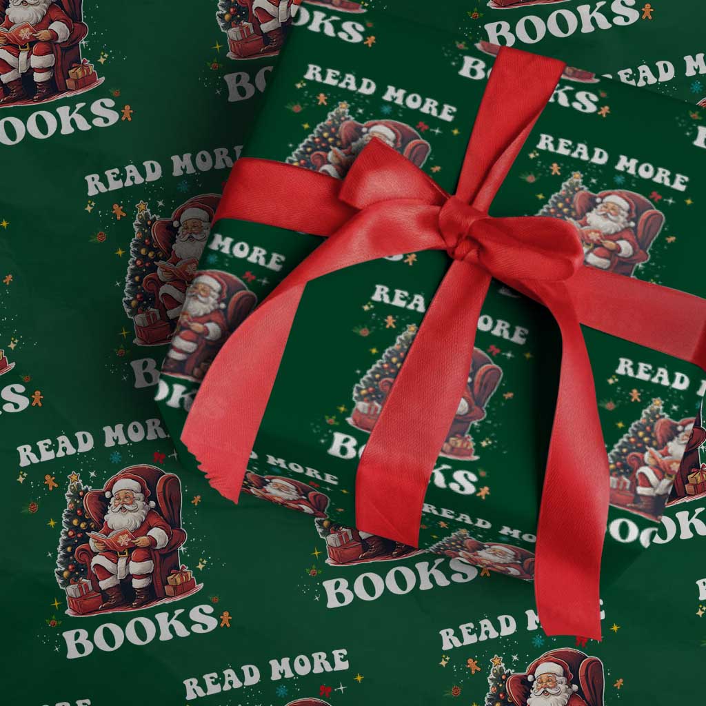 Santa Reading Lover Wrapping Paper Roll Read More Books