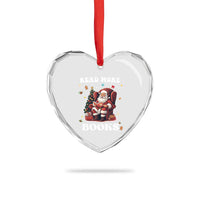 Santa Reading Lover Heart Crystal Glass Ornament Read More Books - Wonder Print Shop