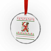 Santa Red Ribbon HIV Awareness Crystal Glass Ornament Ugly Sweater Christmas Gift - Wonder Print Shop