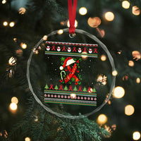 Santa Red Ribbon HIV Awareness Crystal Glass Ornament Ugly Sweater Christmas Gift - Wonder Print Shop