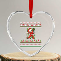 Santa Red Ribbon HIV Awareness Heart Crystal Glass Ornament Ugly Sweater Christmas Gift - Wonder Print Shop