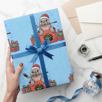 Santa Seal Playing Ice Hockey Wrapping Paper Roll Funny Christmas Gift - Wonder Print Shop