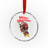 Santa Skateboarding Christmas Crystal Glass Ornament Funny Skater Xmas - Wonder Print Shop