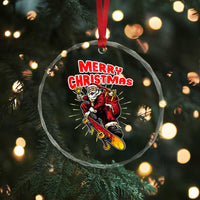 Santa Skateboarding Christmas Crystal Glass Ornament Funny Skater Xmas - Wonder Print Shop