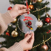 Santa Skateboarding Christmas Crystal Glass Ornament Funny Skater Xmas - Wonder Print Shop