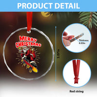 Santa Skateboarding Christmas Crystal Glass Ornament Funny Skater Xmas - Wonder Print Shop