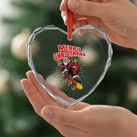 Santa Skateboarding Christmas Heart Crystal Glass Ornament Funny Skater Xmas - Wonder Print Shop