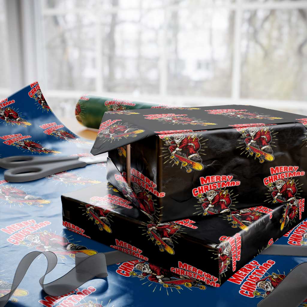 Santa Skateboarding Xmas Wrapping Paper Roll Funny Skater Xmas - Wonder Print Shop