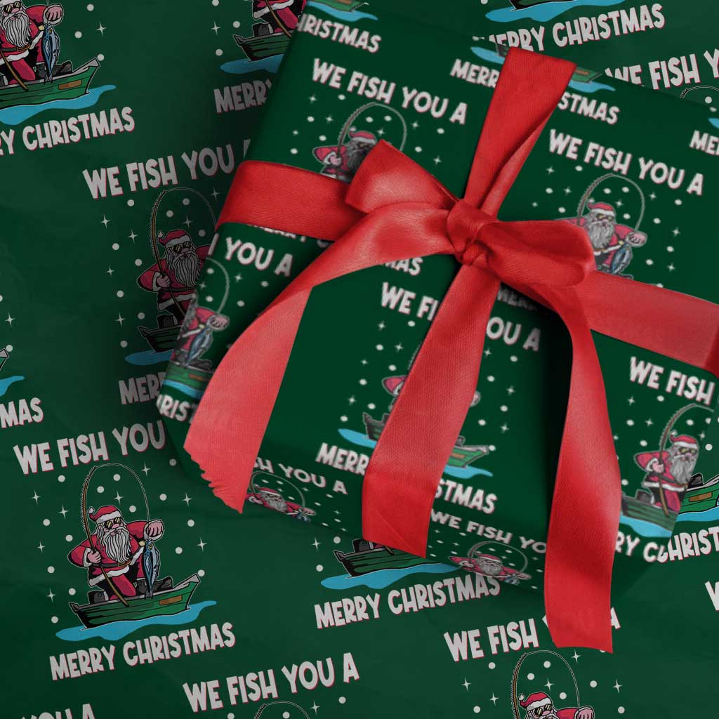 Santa Xmas Boat Fishing Wrapping Paper Roll We Fish You A Merry Xmas Fisherman