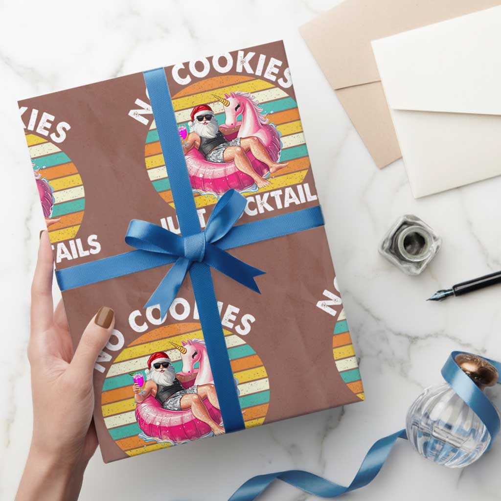 Santa Xmas In July Wrapping Paper Roll No Cookies Just Cocktails Flamingo Summer Beach Hawaii - Wonder Print Shop