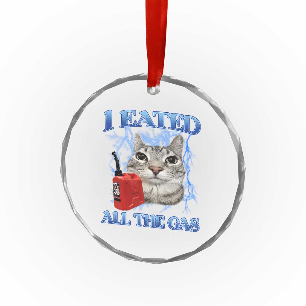 Sarcastic Cat Meme Crystal Glass Ornament I Eated All The Gas Gen Z Humor Bootleg - Wonder Print Shop