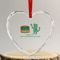 Sarcastic Cat Meme Heart Crystal Glass Ornament Weirdcore Dark Humor - Wonder Print Shop