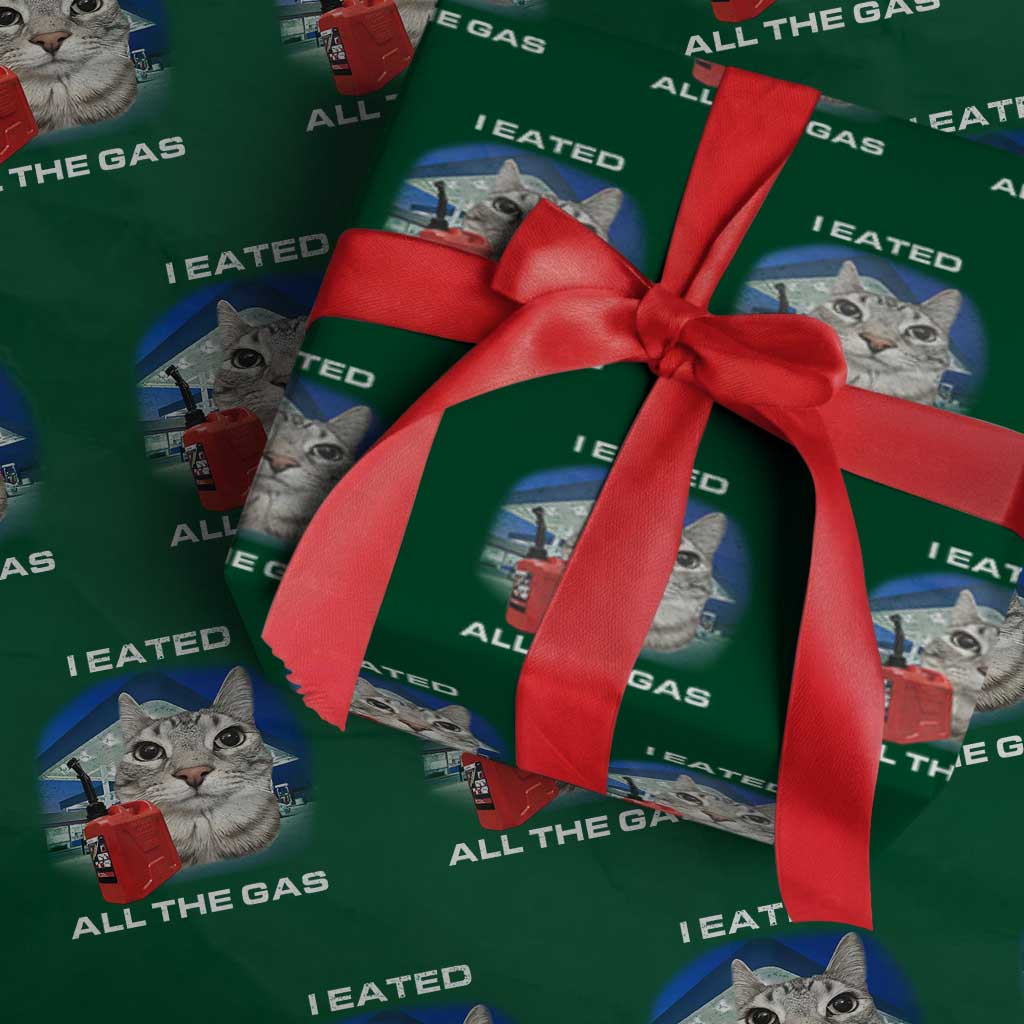 Sarcastic Cat Meme Wrapping Paper Roll Funny Retro I Eated All The Gas Gen Z Humor - Wonder Print Shop