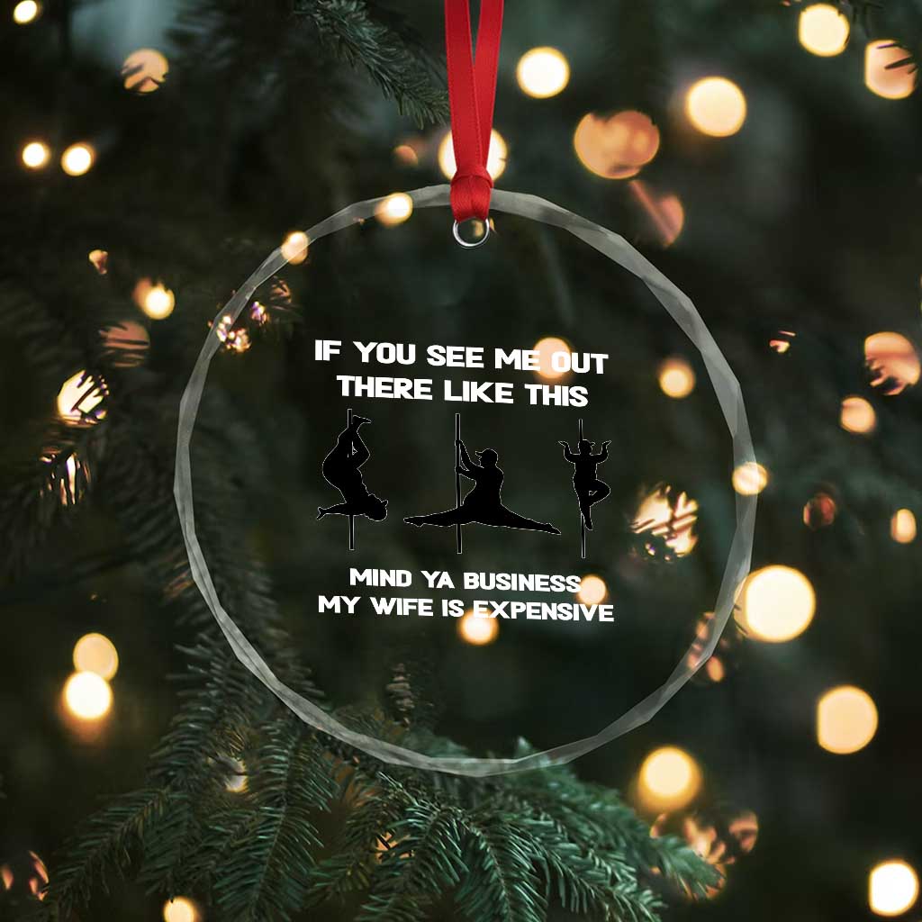 Sarcastic Husband Crystal Glass Ornament Mind Your Business My Wife Is Expensive - Wonder Print Shop