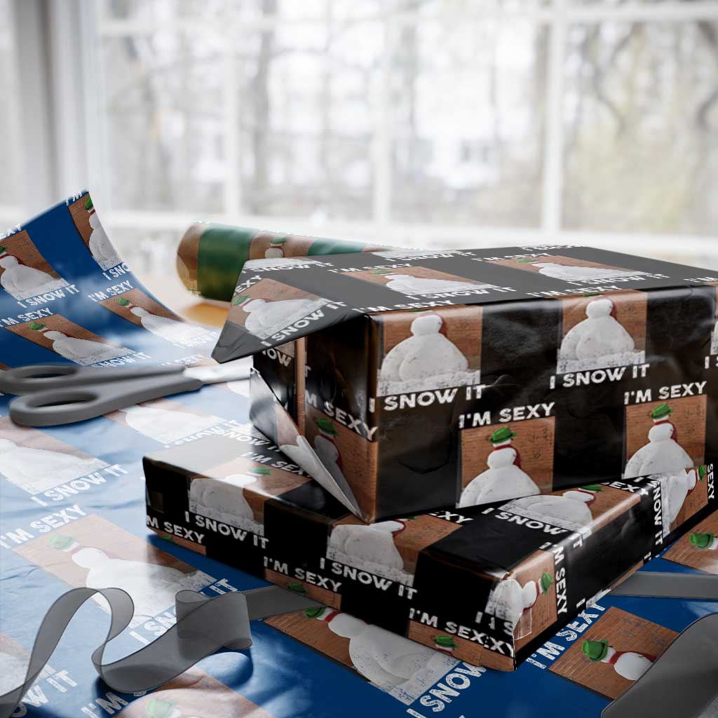 Sarcastic Snowman Wrapping Paper Roll Funny Christmas I'm Sexy and I Snow It - Wonder Print Shop