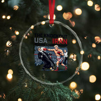 Sarcastic USA vs Iran Knockout Boxing Championship Crystal Glass Ornament Funny Political Satire Fight Night