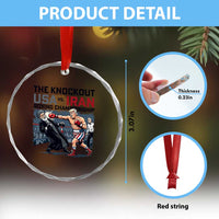 Sarcastic USA vs Iran Knockout Boxing Championship Crystal Glass Ornament Funny Political Satire Fight Night