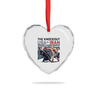 Sarcastic USA vs Iran Knockout Boxing Championship Heart Crystal Glass Ornament Funny Political Satire Fight Night
