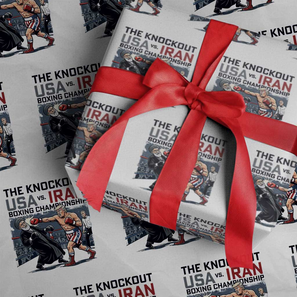 Sarcastic USA vs Iran Knockout Boxing Championship Wrapping Paper Roll Funny Political Satire Fight Night