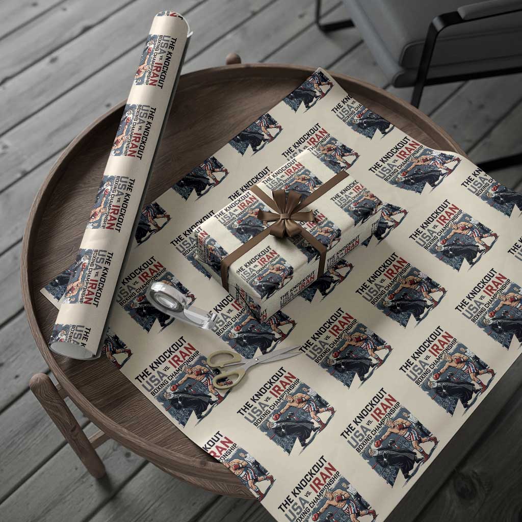 Sarcastic USA vs Iran Knockout Boxing Championship Wrapping Paper Roll Funny Political Satire Fight Night