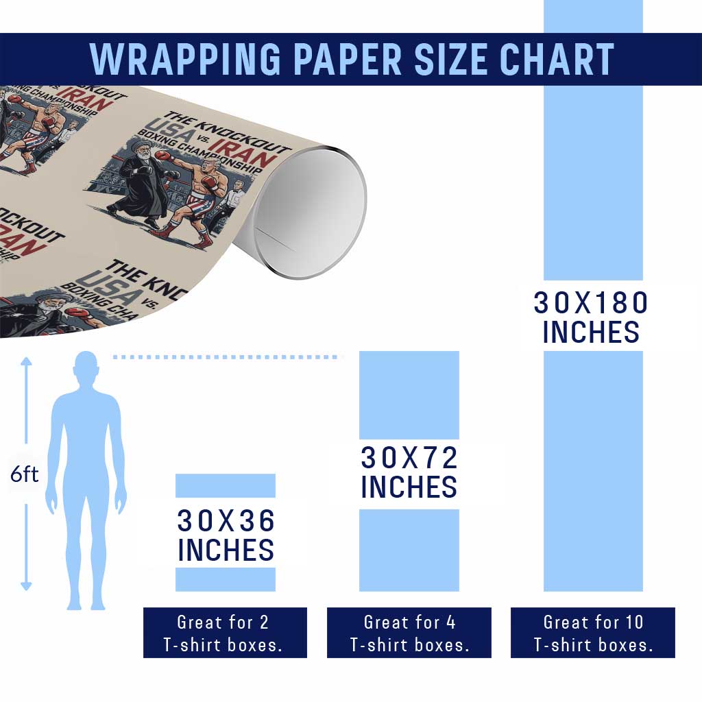 Sarcastic USA vs Iran Knockout Boxing Championship Wrapping Paper Roll Funny Political Satire Fight Night