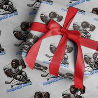 Sasquatch On Ice Wrapping Paper Roll Funny Bigfoot Hockey Player Gift - Wonder Print Shop