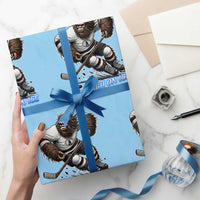Sasquatch On Ice Wrapping Paper Roll Funny Bigfoot Hockey Player Gift - Wonder Print Shop