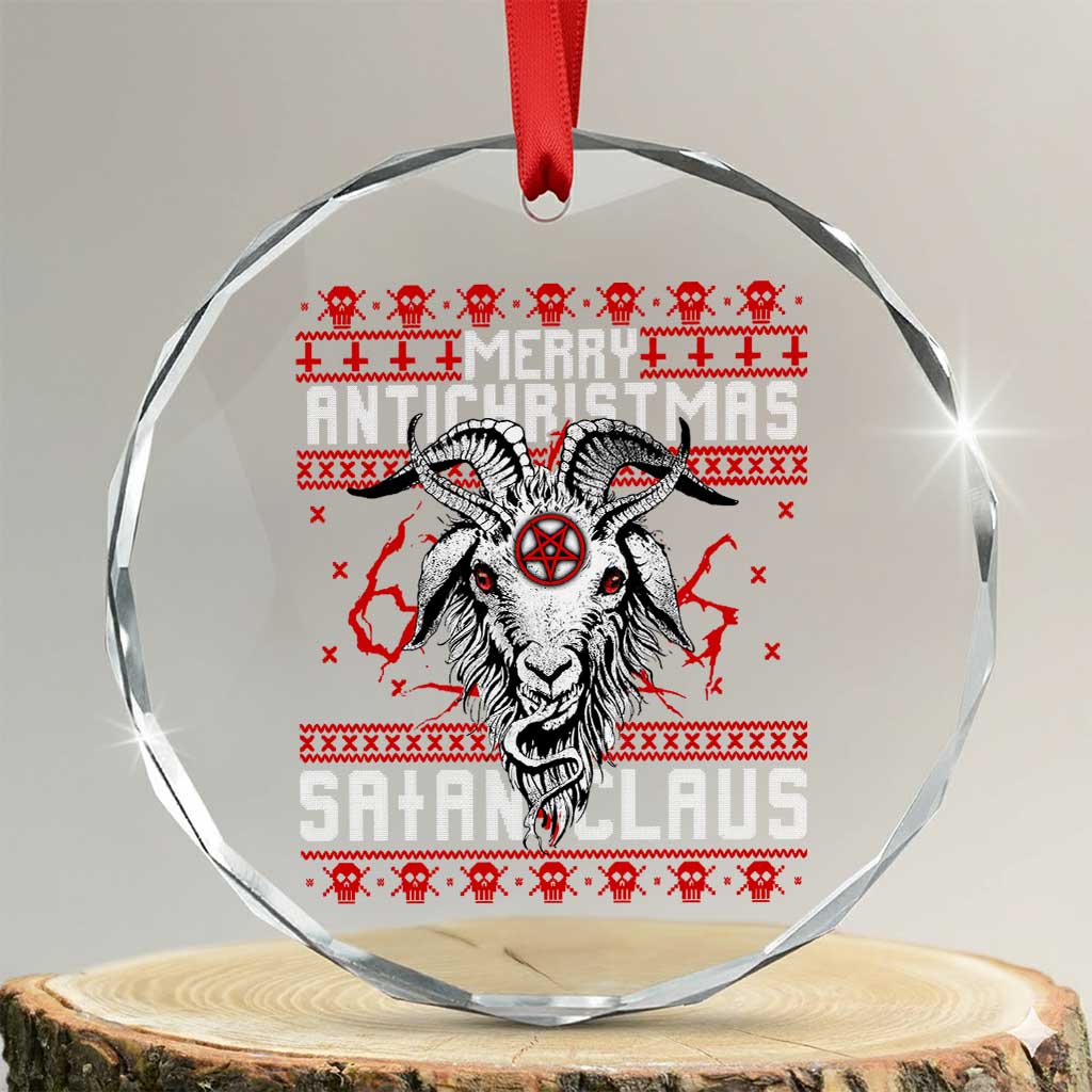 Satan Claus Merry Antichristmas Crystal Glass Ornament Goth Ugly Christmas Sweater Pentagram Evil Pajama - Wonder Print Shop