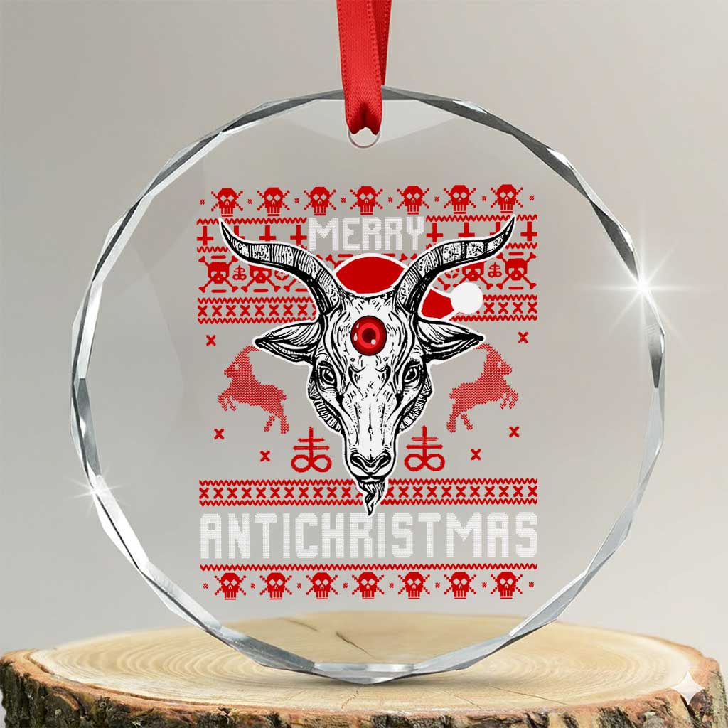 Satan Claus Merry Antichristmas Crystal Glass Ornament Pentagram Ugly Christmas Sweater Evil Pajama - Wonder Print Shop