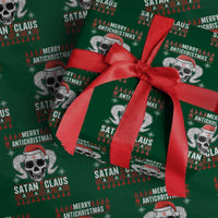 Satan Claus Skull Antichristmas Wrapping Paper Roll Dark Humor Holiday 666 Skull and Horns - Wonder Print Shop