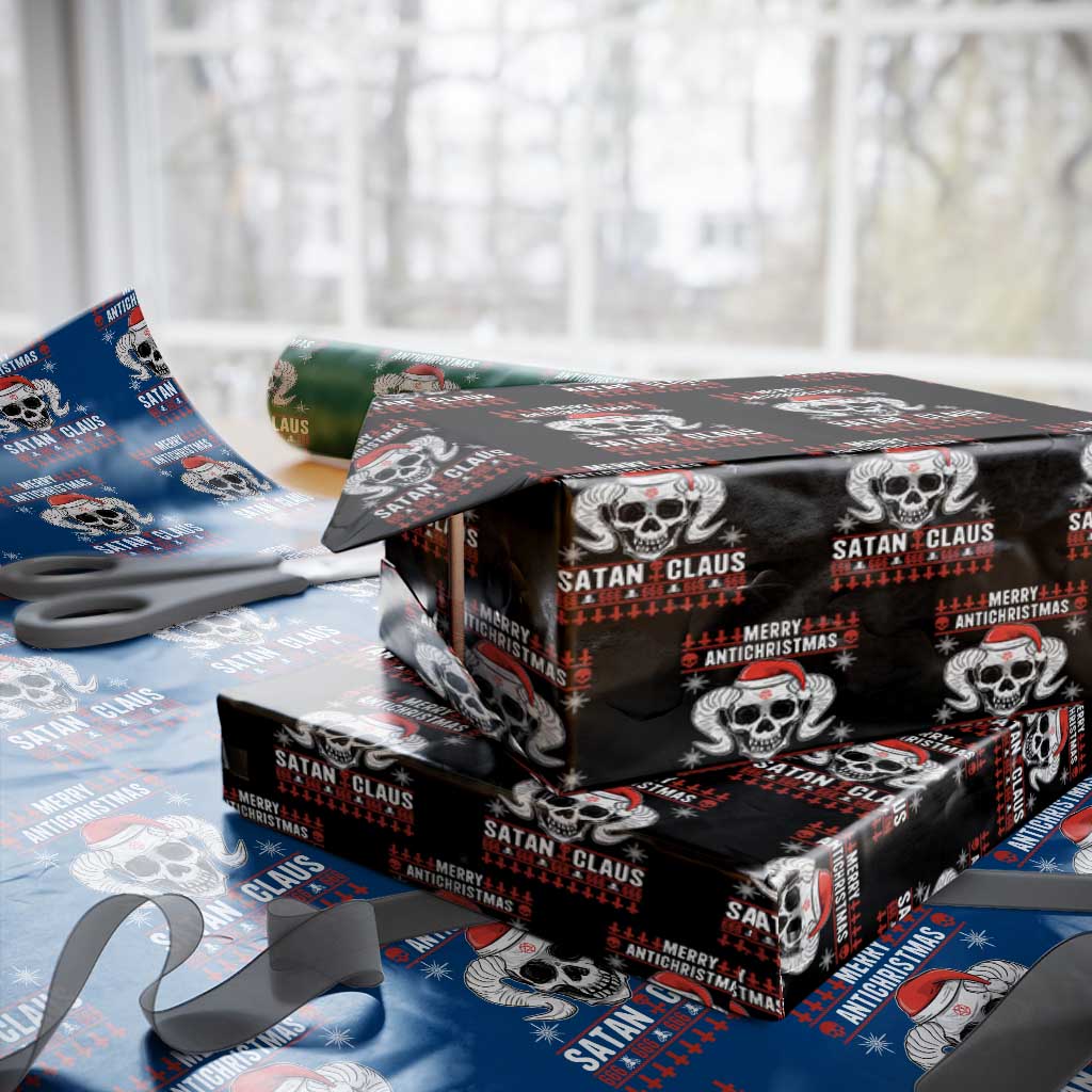 Satan Claus Skull Antichristmas Wrapping Paper Roll Dark Humor Holiday 666 Skull and Horns - Wonder Print Shop