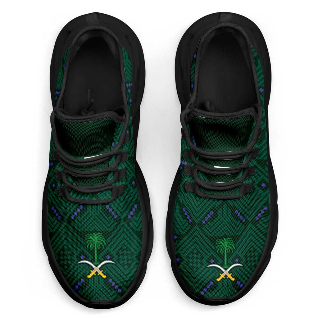 Saudi Arabia 2026 Football Clunky Sneakers Green Falcons National Pattern Inspired - Wonder Print Shop