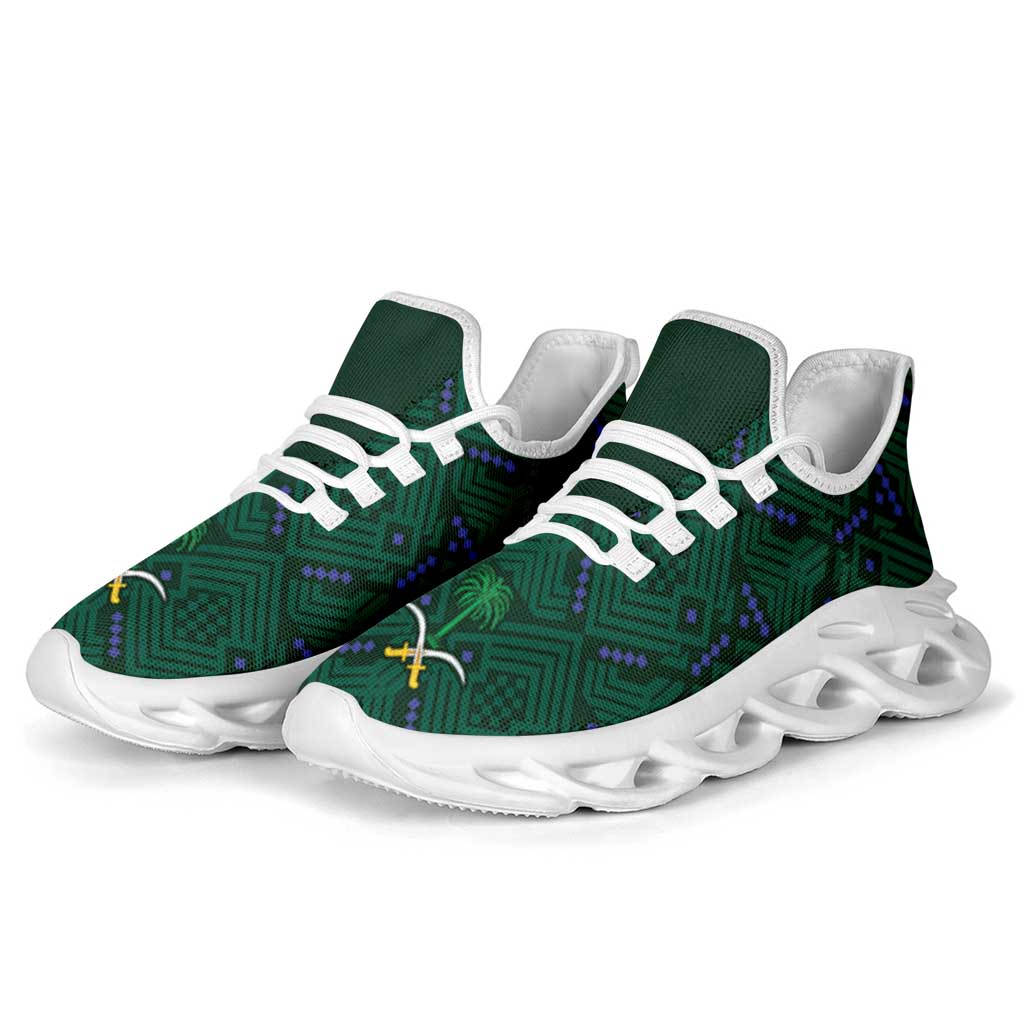 Saudi Arabia 2026 Football Clunky Sneakers Green Falcons National Pattern Inspired - Wonder Print Shop