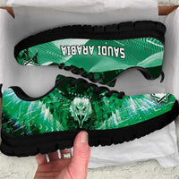 Saudi Arabia Football Sneakers Eagle With Desert Glitch Cyberpunk Art