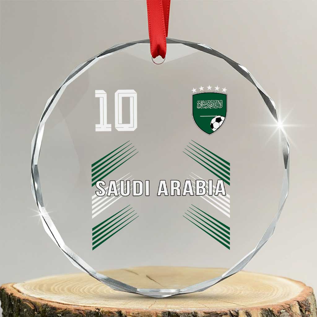 Saudi Arabia Soccer Sports Graphic Number 10 Jersey Style Crystal Glass Ornament Proud Saudi Football Fans Game Day Pride