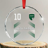 Saudi Arabia Soccer Sports Graphic Number 10 Jersey Style Crystal Glass Ornament Proud Saudi Football Fans Game Day Pride