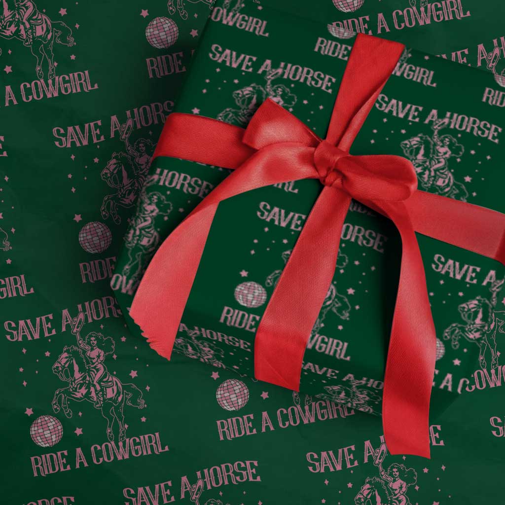 Save A Horse Ride A Cowgirl Wrapping Paper Roll Subtle Lesbian Cowgirl Western LGBTQ Pride Month - Wonder Print Shop