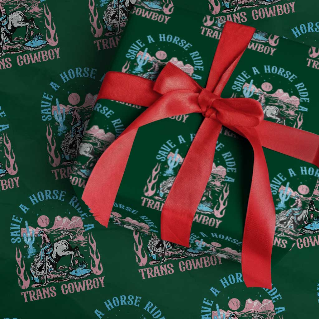 Save A Horse Ride A Trans Cowboy Wrapping Paper Roll Transgender Trans Pride LGBTQ - Wonder Print Shop