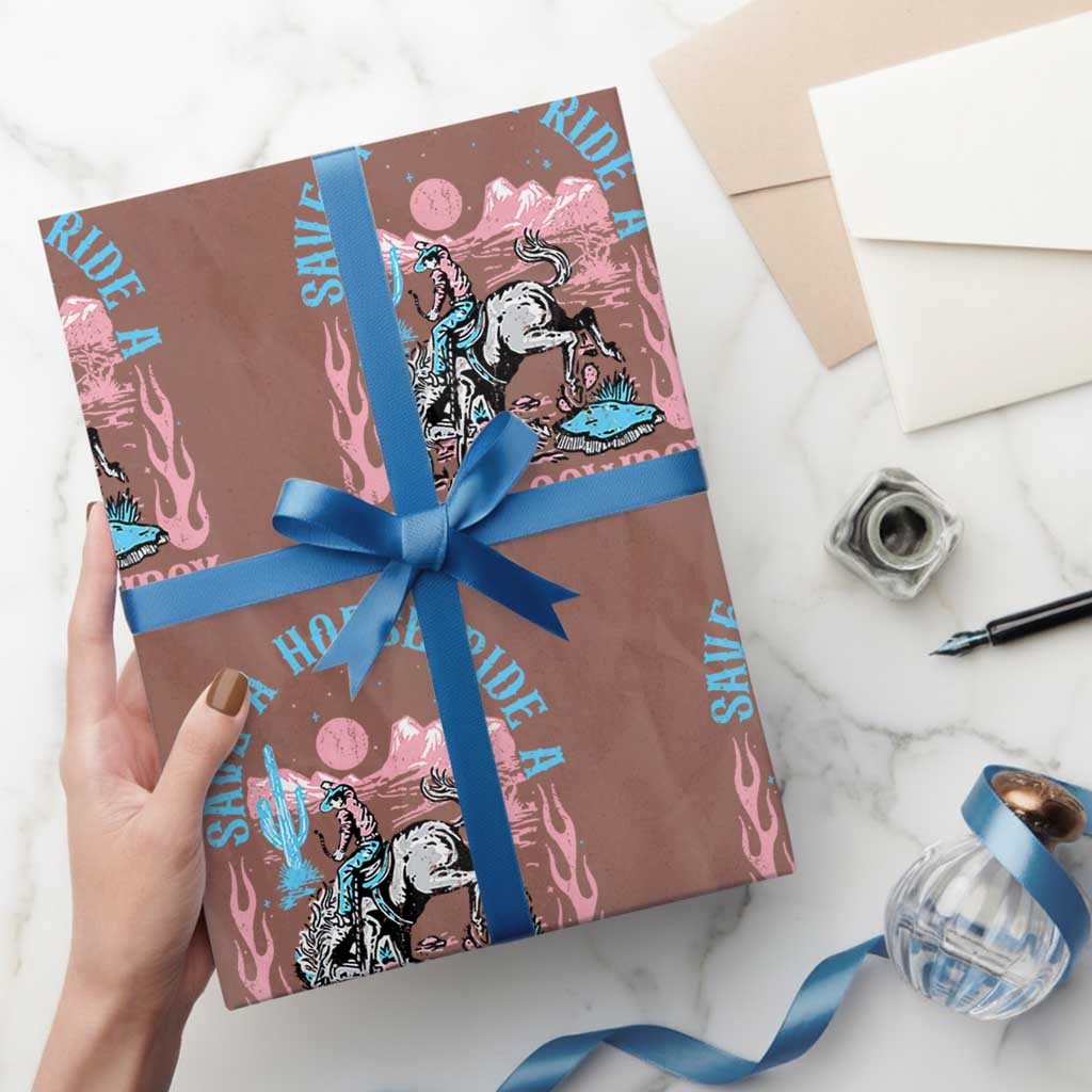 Save A Horse Ride A Trans Cowboy Wrapping Paper Roll Transgender Trans Pride LGBTQ - Wonder Print Shop