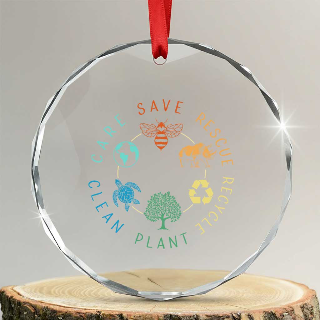 Save Bees Rescue Animals Recycle Plastic Crystal Glass Ornament Earth Day Protect The Environment - Wonder Print Shop